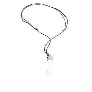NOVA MART Fashion Faux Ivory Tusk Pendant Necklace for Men Antique Silver Crown with Adjustable Black Cotton Cord - Product Image 3