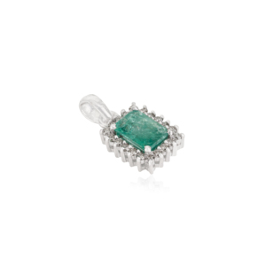 Pendentif halo en argent sterling 925 fait main, émeraude et diamant 100% authentiques, prix de gros pour femmes, bijoux en vrac - Product Image 3