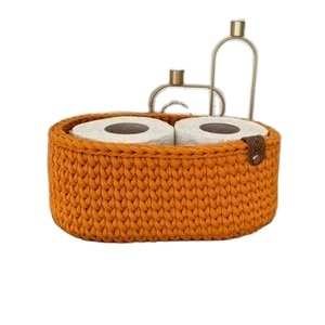 Panier en macramé orange minimaliste, parfait pour le rangement de la cuisine, organisateur de table, porte-fruits et usage décoratif, en provenance d'Inde - Product Image 3