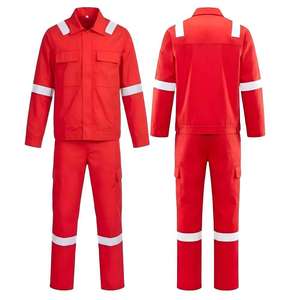 Combinaison de travail en coton pur printemps-automne, deux pièces, bandes réfléchissantes, qualité soudeur, résistante à l'abrasion, unisexe, vêtements de sécurité - Product Image 1