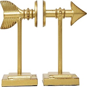 Sujetalibros Decorativos de Metal Fundido con Forma de Flecha, Juego de 2 Sujetalibros de Metal Bañados en Oro - Product Image 1