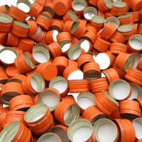 Orange vif personnalisé 18*12mm capuchons en aluminium anti-chapardeur avec doublure en PE pour mini emballage cosmétique en verre