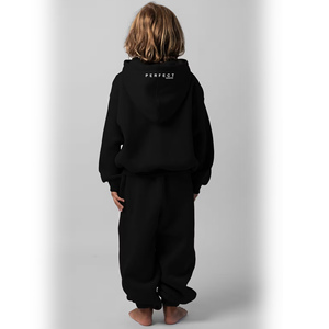 Sudaderas con capucha negras de gran tamaño, las más vendidas, de color sólido, 100% algodón, forro polar, personalizadas, informales, con hombros caídos, unisex, para niños. - Product Image 4