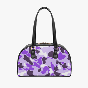 Blue Camouflage PU <b>bowling</b> Bag With Zipper Closure Two Handles Women's Casual Handbag Daily Use - Product Image 4