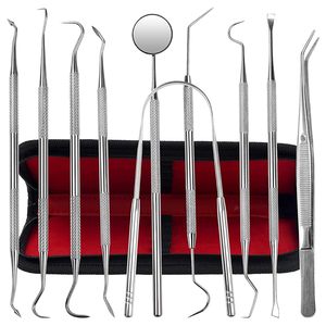 Dental Kit Tools Stainless Steel Plaque Remover & Tartar Pick Set with Tooth & Tongue Scraper for Dentist, Personal & Family Use - Product Image 1