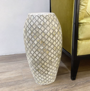 Vase en nacre fait main avec incrustations, motif géométrique, Art déco, décoration d'intérieur, ornement de table - Product Image 4