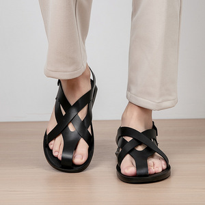 Sandalias Gladiador Tejidas Vintage para Hombre, Primavera 2026, Tacón Bajo, Punta Cuadrada, Zapatos de Playa para Exteriores - Product Image 3