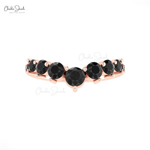 Wholesalers Suppliers 1.14 CTW Brilliant Round Cut <b>Black</b> Diamond Stackable Band with 14k Fine <b>Rose</b> Gold Friendship Band - Product Image 2