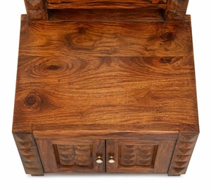 Tocador de madera maciza premium con espejo de cuerpo entero y almacenamiento, con diseño de diamantes tallados |   Artesanía Pindel - Product Image 5