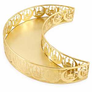 Ensemble de plateaux à fruits en bois artisanal de qualité supérieure, accents floraux en métal plaqué or, plateau de service de luxe pour les fêtes de mariage - Product Image 6