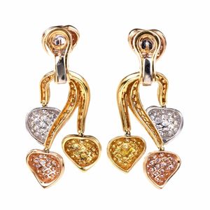 Boucles d'oreilles pendantes en diamant taille cœur, or 18 carats, bijoux de luxe pour femmes, style mariage - Product Image 2