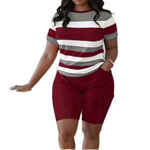 Conjunto de Verano de 2 Piezas de Algodón/Poliéster, Informal y Moderno, para Mujer, Ligero, Transpirable, para Hacer Ejercicio, Camiseta de Punto, Novedad 2026 - Product Image 1