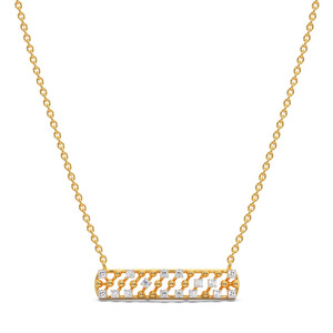 Collar de Diamantes con Diseño de Barra de Rejilla, Eslabones Brillantes Alternados y Elegante Centro Geométrico - Product Image 1