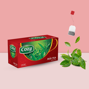 Prix d'usine Sachets de thé aux fruits Thé énergétique noir biologique de bon goût avec boîte à sachets de thé rouge à cordon - Product Image 1