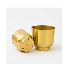 Manufacturer & Supplier Brass Planter Decorative Pot Vase Handicrafts Planter Sets With <b>Wavy</b> Design For Indoor Desktop Decor - Product Image 2