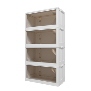 Set di 4 Contenitori di Stoccaggio in Plastica Trasparente da 472QT, Larghezza 31,5 Pollici, Organizzatori Pieghevoli per Armadio, Scatole Impilabili - Product Image 3