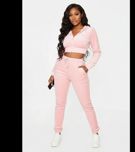 Conjunto de chándal de terciopelo para mujer, personalizado, de otoño, con capucha, para embarazadas, de terciopelo sólido, con cordón, pantalones jogger, manga larga, amarillo - Product Image 3