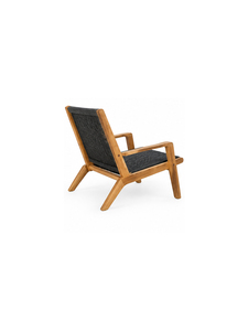 Sillón Moderno Escandinavo de Madera con Tapicería de Tela Negra, Estructura de Madera Sólida, Mueble para Interiores y Exteriores - Product Image 4