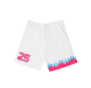White Unisex Basketball <b>Shorts</b> With Number 25 Print Elastic Waist Quick Dry <b>Polyester</b> Summer Sport Wear - Product Image 1