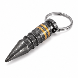 Custom Handmade Damascus Steel Keychain With Copper Inlay Durable Classic Style - Product Image 1