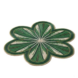 Leaf Shaped Modern Embroidery Seed Beadwork <b>Table</b> <b>Mat</b> For Events Home Festive Dining Coffee Placemat Ethnic Home Decor Accessory - Product Image 4