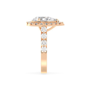 Bague de fiançailles REYES personnalisée en or rose 14 carats avec halo de moissanite pour femme, bijoux fins de haute qualité certifiés GRA pour femme - Product Image 5