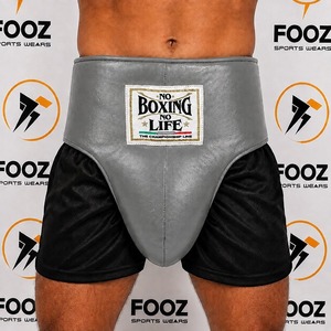 Premium Silver <b>Black</b> Boxing Training Shorts with Protective Groin Support for Men Martial Arts Fitness Sparring and Competition - Product Image 4