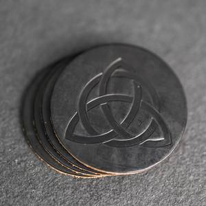 Ensemble de dessous-de-verre en cuir véritable pour emballage de vente au détail, logo de marque personnalisé imprimé, dessous-de-verre rond, cadeau de luxe, GLC-0136 - Product Image 1