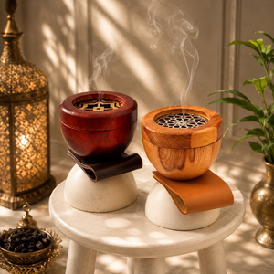 Solid Wooden Bakhoor Burner With Leather Strap Luxury Mini Arabic <b>Oud</b> <b>Incense</b> Holder Premium Mubkhar For Ramadan Eid Aroma Decor - Product Image 3