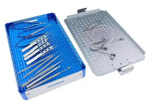 Fine Tip Micro Scissors and Forceps Kit Surgical Grade <b>Instruments</b> with Blue Anodized Aluminum Sterilization Case - Product Image 2