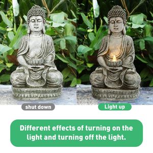 Statua di Buddha Meditante per Giardino e Patio, Decorazione Luminosa, Luci da Giardino a Energia Solare - Product Image 3