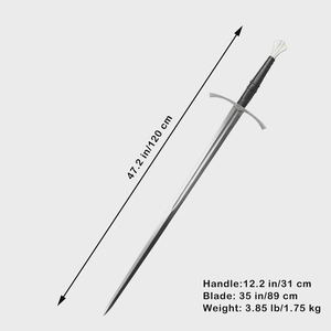 Espada larga italiana medieval negra de 120 cm con funda de cuero, artículos decorativos artísticos - Product Image 3