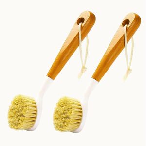 <b>Wooden</b> Dish <b>Brush</b> with Natural Bristle Handle Soft Scrubber Kitchen Cleaning <b>Brush</b> for Dishes and Vegetables - Product Image 1