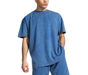 Nueva última moda para hombre, camiseta de gran tamaño con lavado ácido para exteriores para hombre, Camiseta de algodón pesado 100% con estampado gráfico personalizado para hombre - Product Image 1