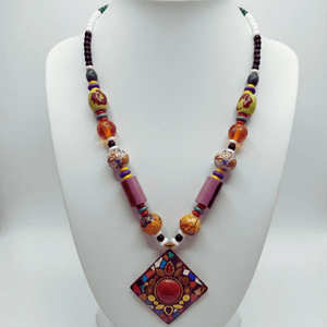 Premium Quality Handmade Multicolor Mosaic Pendant Beads <b>Necklace</b> for Women Ethnic <b>Statement</b> Jewelry Design - Product Image 3