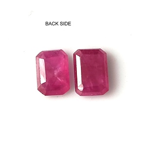 Piedra Preciosa Suelta de Rubí Natural de Mozambique, Calibrada, Corte Esmeralda, Facetada, 7x5 mm, 2.05 Quilates, 2 Piezas, para Joyería - Product Image 6