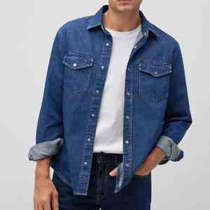 Chemises en jean pour hommes à boutons corne, respirantes, de haute qualité, à carreaux, formelles et décontractées, avec logo personnalisé, pour l'été, nouveau modèle, à prix compétitifs - Product Image 5