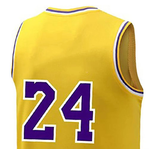 Camiseta de Baloncesto Personalizada, Amarilla con Detalles en Morado, Estilo Retro, Sin Mangas, Deportiva, al por Mayor - Product Image 5