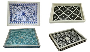 Plateau de service en bois incrusté de os, best-seller, 30x20x5cm, qualité certifiée EPCH, artisanat pour hôtels, restaurants, décoration de cuisine - Product Image 6