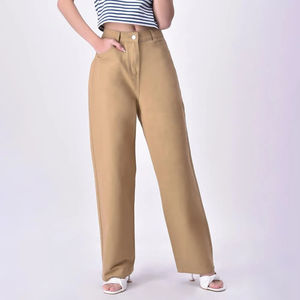 Jeans amples unis pour femmes, vente directe d'usine, service OEM, taille haute, coupe droite et ample, jeans en denim pour femmes - Product Image 3