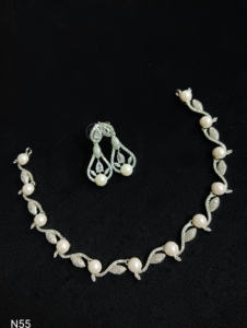 Classic American Diamond Bridal Jewelry <b>Set</b> Two-Piece Necklace & Earrings for Wedding Fashionable Classic Style <b>SILVER</b> & GOLD - Product Image 2