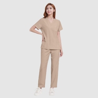 Tenues médicales kaki sur mesure pour femmes, ensemble de blouses d'infirmière à col en V, manches courtes, vêtements de travail pour salon et clinique