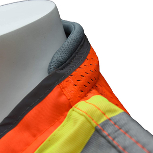 Gilet de sécurité haute visibilité orange pour homme, avec bandes réfléchissantes, en maille respirante, col rond, vêtement d'extérieur décontracté, tenue de travail estivale - Product Image 1