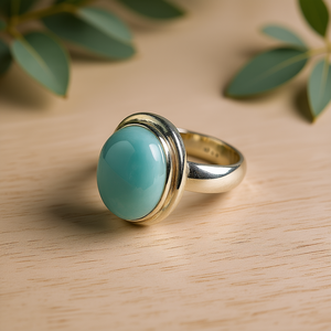Bague en moissanite de 6,9 grammes, collection élégante de bagues en larimar - Product Image 3