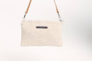 Bolso Bandolera Bohemio Minimalista de Lino con Correa de Cuero, Cierre de Cadena Ecológico, 22x14cm, Pequeño Bolso de Mano para Mujer - Product Image 3