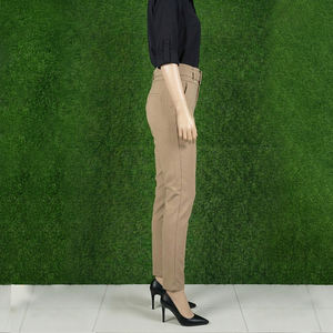 Services OEM – Pantalons décontractés taille mi-haute coupe régulière pour femmes, en polyester/coton, couleur unie, couleurs personnalisées, haute qualité - Product Image 4