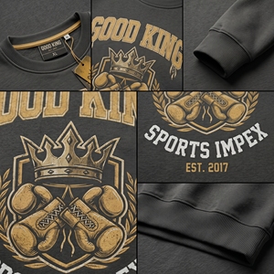 Sweat-shirt à col rond pour homme personnalisé, noir, lourd, imprimé sur le devant et le dos, en coton molletonné, streetwear, pull-over, fabricant OEM - Product Image 5