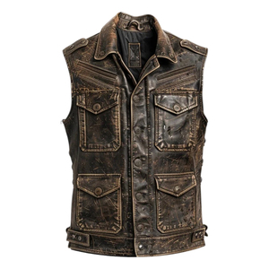 Gilets en cuir véritable pour hommes, faits à la main, effet vieilli, coupe-vent, respirants, réversibles, décontractés, service OEM pour la saison hivernale - Product Image 3