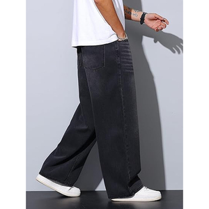 Men <b>Hip</b> Hop Streetwear Jeans Oversized Baggy Wide Leg Denim Pants Casual Fashion Clothing - Product Image 5