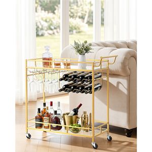 Carrito de Bar Moderno de 2 Niveles con Espejo, Estación de Servicio Móvil con Ruedas - Product Image 6